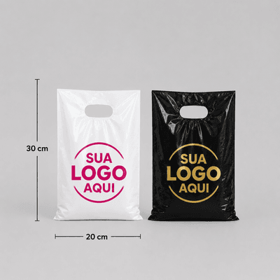Sacola Plástica 20×30 Alça Vazada Personalizada