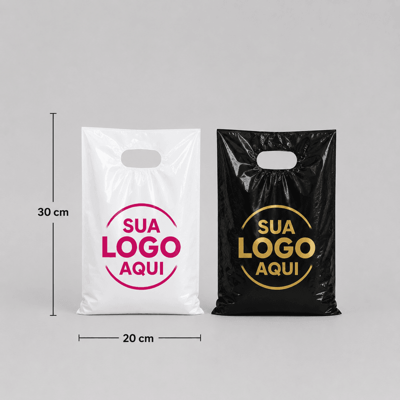 Sacola Plástica 20×30 Alça Vazada Personalizada
