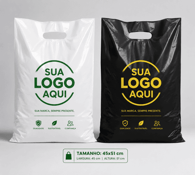 Sacola Plástica 45×51 Alça Vazada c/ Sanfona Lateral Personalizada