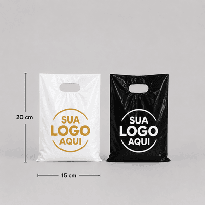 Sacola Plástica 15×20 Alça Vazada Personalizada