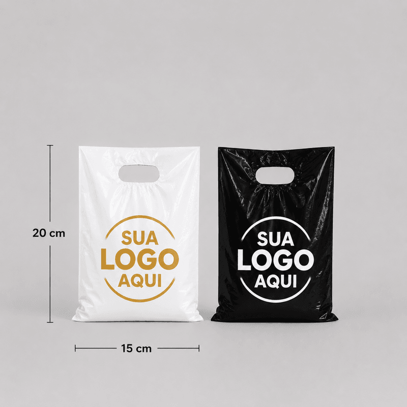 Sacola Plástica 15×20 Alça Vazada Personalizada