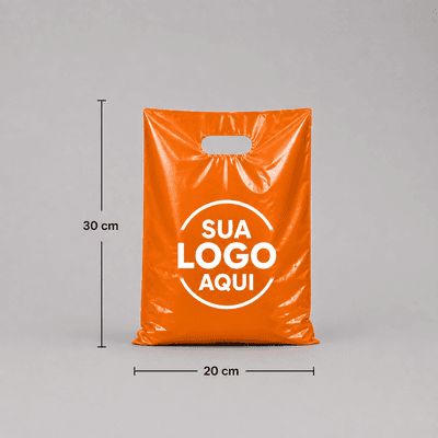 200 Un. Sacola Plástica 20x30 na cor Laranja Personalizada (Promoção)