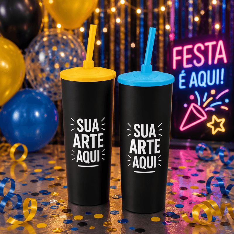 Long Drink 340ml Preto Fosco Tradicional Personalizado