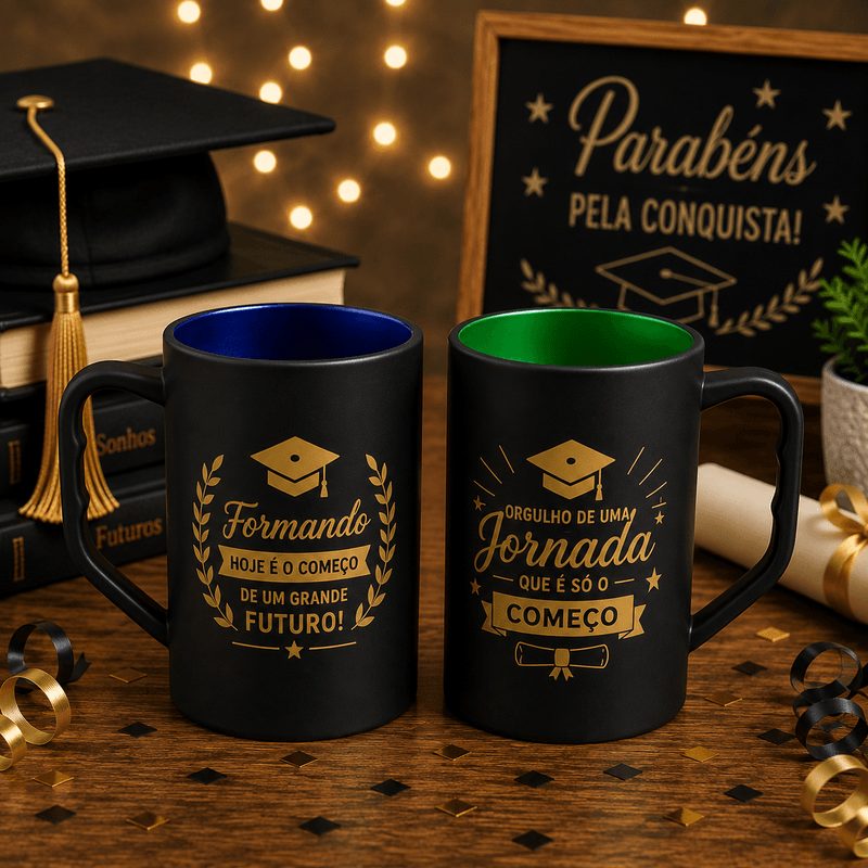 Caneca 500ml Preto Fosco Personalizada