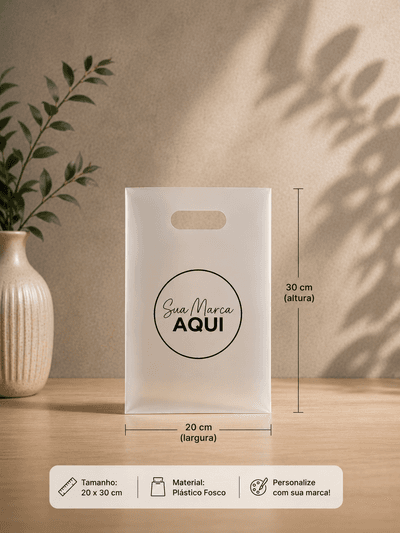 Sacola Plástica 20×30 Alça Vazada Transparente Fosca Personalizada