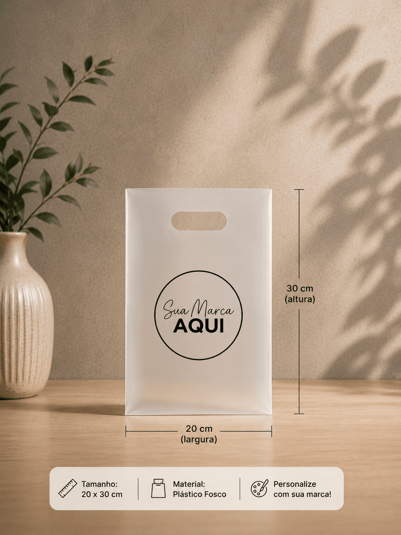 Sacola Plástica 20×30 Alça Vazada Transparente Fosca Personalizada
