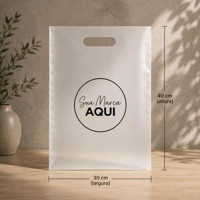 Sacola Plástica 30×40 Alça Vazada Transparente Fosca Personalizada