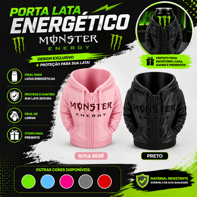 Porta Lata Energético Monster 473ml Estilo Moletom 3D – Suporte para Lata