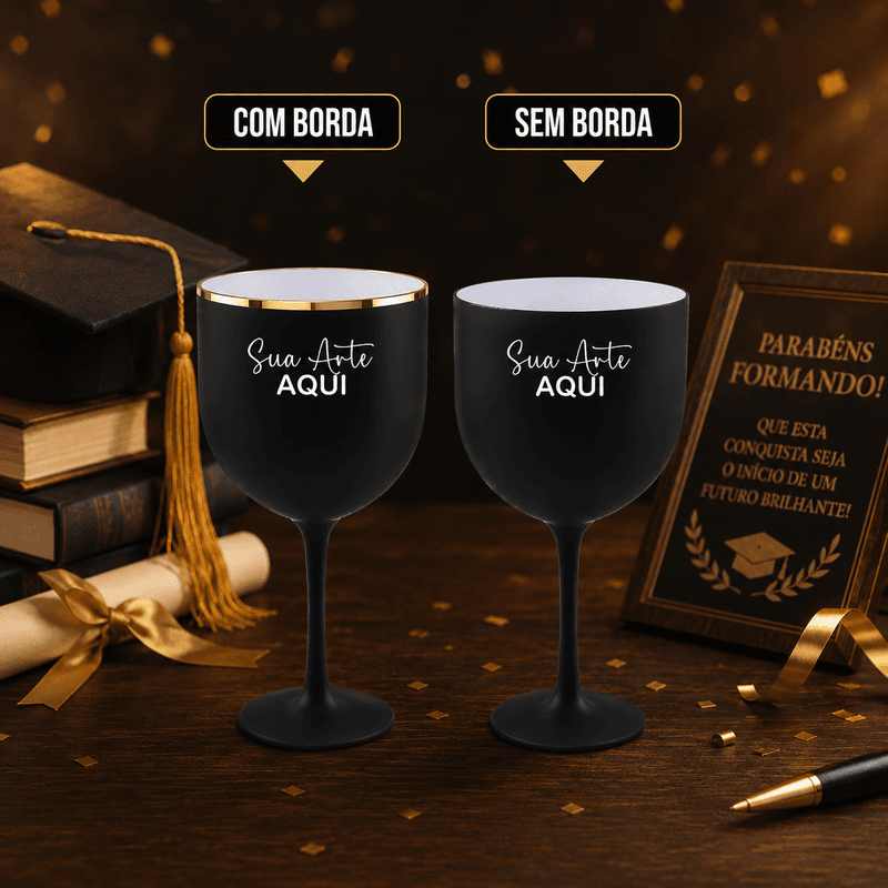 Taça de Gin 550ml Preto Fosco Personalizada