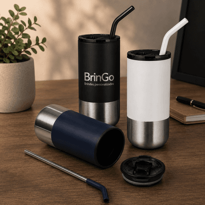 Copo Inox com Canudo 500ml Personalizado