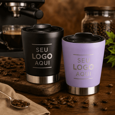 Copo Parede Dupla Inox 300ml Personalizado