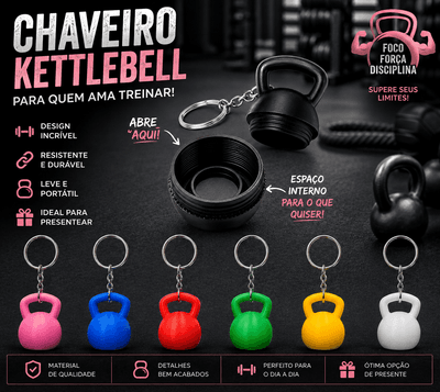 Chaveiro Kettlebell Porta Objetos Academia Rosca Impresso 3D